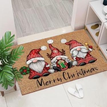 Imagem de Tapete de fibra de coco Gnomo Papai Noel, macio, durável, decoração perfeita para espaço interno com conforto e estilo, tapetes laváveis para sala de estar, tapete decorativo, suporte antiderrapante