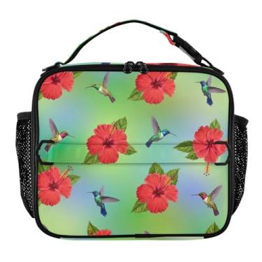 Imagem de Joisal Lancheira fofa de flores vermelhas para mulheres, meninas, lancheira com alça de ombro, lancheira masculina e infantil, para trabalho, meninos, bolsa térmica