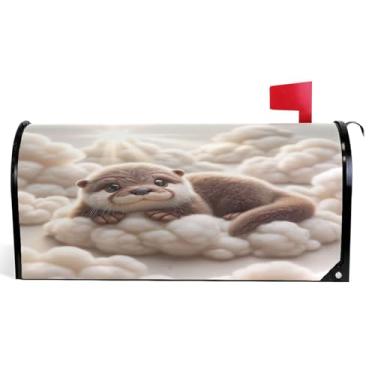 Imagem de Capas decorativas para caixa de correio com nuvens de animais fofos, caixa de correio magnética, envoltórios de vinil, caixa de correio moderna, decoração de jardim, tamanho padrão 52,6 x 45,8 cm