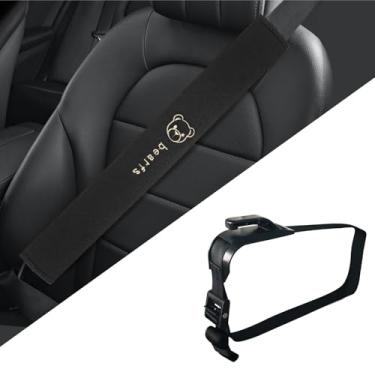 Imagem de EZUNSTUCK Capa de cinto de segurança de carro, alça de ombro universal para cinto de segurança e cadeiras, alça de colisão para gravidez, almofada macia para proteger seu pescoço e ombro (preto)