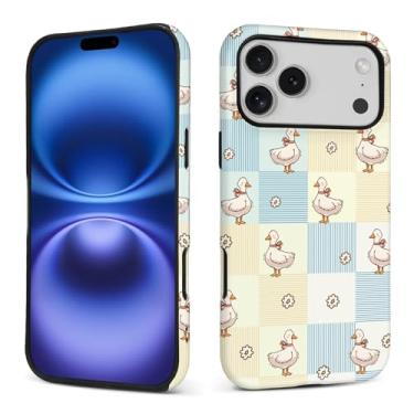 Imagem de yicomon Capa compatível com iPhone 17 Pro Max, linda estampa de tabuleiro de xadrez de pato capa de telefone fosca durável moda engraçada capa protetora macia antiarranhões à prova de choque
