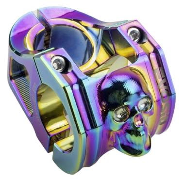 Imagem de BBxunsless Haste de alça curta para bicicleta, liga de alumínio, CNC de alta resistência, cabeça de dragão, estilo caveira, alça de bicicleta de montanha, haste do guidão (colorida)