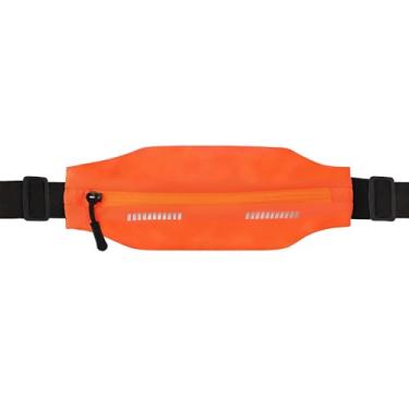 Imagem de Cinto de corrida fino para homens e mulheres, pochete para celular, bolsa refletora com zíper, bolso para treino, ciclismo, fitness, laranja