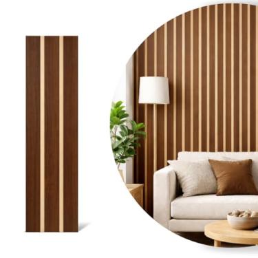 Imagem de 30 Placas Adesivas Painel Madeira Ripada Montável Mdf 45x11 (Castanho)