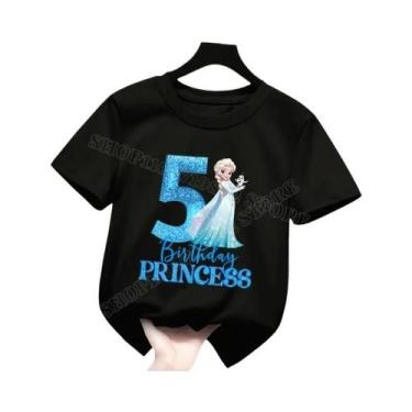 Imagem de Camiseta De Algodão Frozen Elsa Para Meninas De 1 a 9 Anos, Verão, Fes