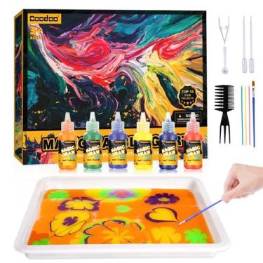 Imagem de Conjunto de pintura em marmorização de água Coodoo para crianças de 3 