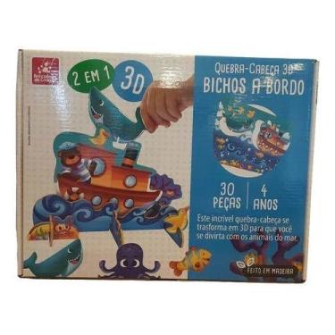 Imagem de Quebra-cabeça 3d Bichos A Bordo 2655 Brincadeira De Criança