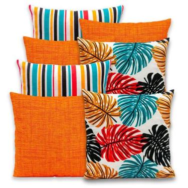 Imagem de Kit 8 Capas de Almofada Lisa e Estampada com Zíper Gorgurinho 40x40cm 
