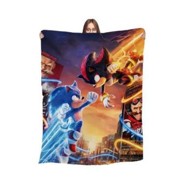 Imagem de Cobertor Macio E Quente De Flanela Com Estampa De Cartoon Sonic Para S