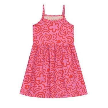 Imagem de Vestido infantil menina com flores Brandili -Rosa, 4, Rosa