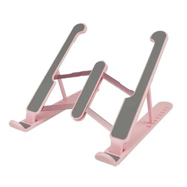 Imagem de Suporte portátil para laptop – dobrável e ajustável em altura, design de resfriamento inferior, ABS antiderrapante espesso + silicone + eixo de ferro, ideal para computadores e tablets, uso doméstico