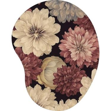 Imagem de Mouse Pad Ergonômico Gota Floral Clássico Pétalas Bege e Rosa