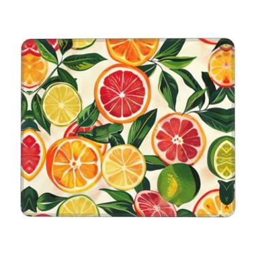 Imagem de Tapete de rato com estampa de fruta cítrica, superfície macia e base de borracha, tapete de rato de tecido macio - uma peça