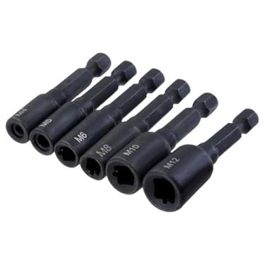 Imagem de RNXRZANK Jogo de 8 Soquetes para Torneiro de Rosca, Chave de Fenda Quadrada para Furadeira Elétrica, Adaptador de aço Liga para Rosca Mecânica, Adequado para M, 6 Peças, Tamanho real