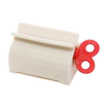Imagem de Espremedor de pasta de dente, pacote com 2, espremedor de tubo de rolo para pasta de dente, creme de mão, limpador facial, acessórios de banheiro (vermelho)