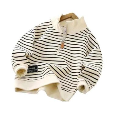 Imagem de Moletom Listrado Para Meninos E Meninas, Conjunto Esportivo Casual De 