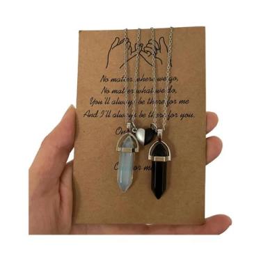 Imagem de Colares De Cristal Com Pingente De Coração De Quartzo Rosa Para Casais