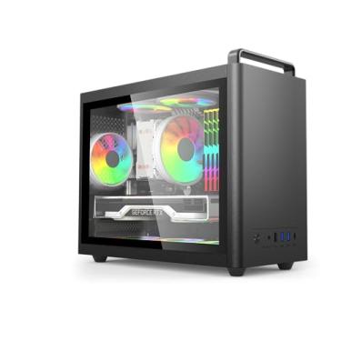 Imagem de SOEYi Capa U310 M-ATX/ITX, capa micro ATX, capa de mesa portátil com janela lateral de vidro transparente, suporta GPU de 310 mm, cooler de CPU de 135 mm e fonte de alimentação ATX/SFX (preto)