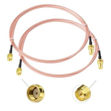 Imagem de SZSAUTO Cabo de extensão de antena WiFi de 1 m 3 pés (pacote com 2) anteparo RP-SMA macho para cabo fêmea RP-SMA para roteador WiFi, câmera IP, mini PCI Express PCIE, adaptador de placa de rede PCIE