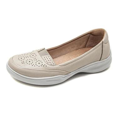 Imagem de Sapatilha Feminina Pierrô levíssima couro legítimo cor creme-Feminino