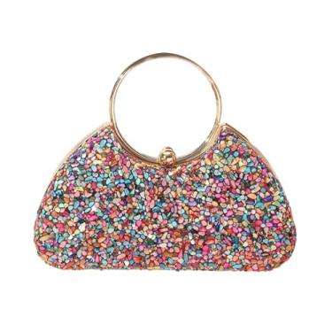 Imagem de NLAIOUSL Bolsa feminina de strass multicolorida, brilhante, para noite, para jantar, adequada para casamentos, festas e datas