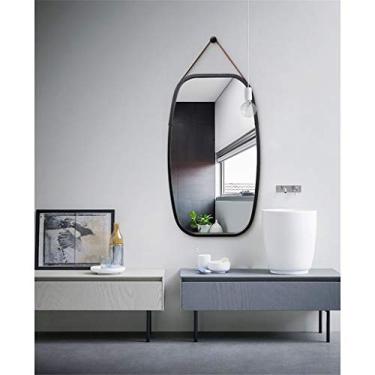 Imagem de U5GAAALPPQ9 Espelho de parede para pendurar espelho de parede contemporâneo com bambu e espelho de vaidade espelho de parede grande limpo com corrente suspensa 43 x 73 cm