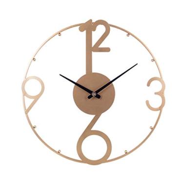 Imagem de U5GAAALPPQ9 Relógio de parede grande de 50 cm, decoração silenciosa moderna de metal, relógio de parede chique para casa, sala de estar, escritório - dourado