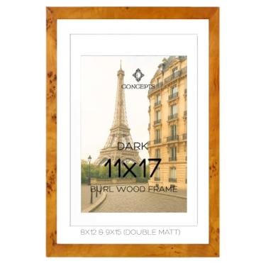 Imagem de Concepts Pacote de porta-retratos de madeira Burl de 2,5 cm x 43,3 cm com duplo fosco (20 x 30 x 38), acabamento de madeira escura, embalagem ecológica – decoração elegante para fotos de família