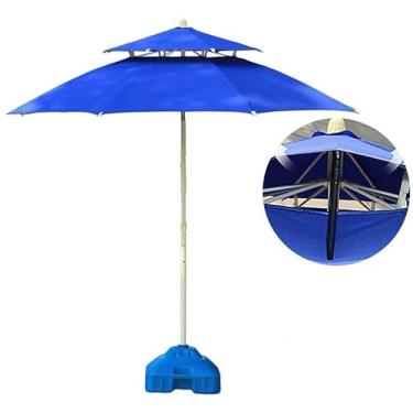 Imagem de Guarda-sóis 2,3 m/2,7 m Guarda-chuva de pátio de topo duplo, sombra de sol ao ar livre para praia/piscina/guarda-chuvas de jardim protetor solar redondo, guarda-chuva de mercado resistente à água/UV