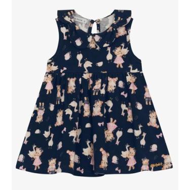 Imagem de Vestido Infantil em Cotton Leve Trick Nick Azul Marinho, 2, Azul Marin