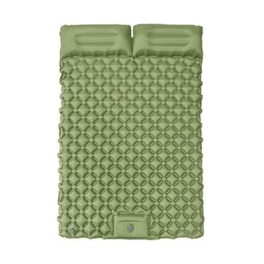 Imagem de ColchãO Colchão Inflável De Acampamento Ao Livre Dormir Para Acampamento Com Travesseiro Almofada(Cama casal Verde grama)