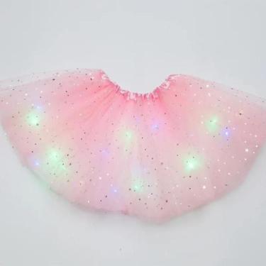 Imagem de Saia De Tule Luminosa LED Para Meninas, Vestido Curto Plissado Em Cama