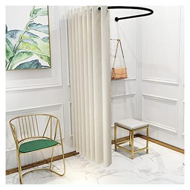 Imagem de Tenda de privacidade portátil - Cortina de camarim tipo U com haste de metal, 85 x 80 cm, ideal para lojas de roupas e shoppings, elegante solução de provador rosa