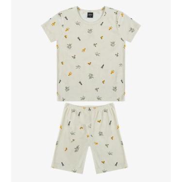 Imagem de Pijama Infantil Camiseta e Bermuda Select Bege, 8, Bege
