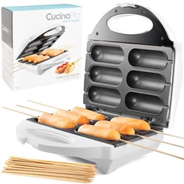 Imagem de Corn Dog Maker- Cachorros-quentes perfeitos no palito, palitos de queijo mussarela, picolés de bolo com 50 espetos e receitas, padeiro elétrico antiaderente fácil de usar para festas, máquina de