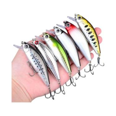 Imagem de Isca Artificial Minnow 6 Peças Wobblers Crankbait Plástico Rígido Para
