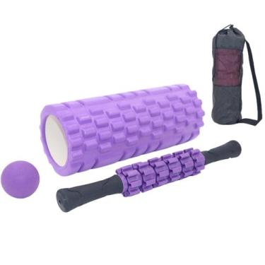 Imagem de Rolo massagem liberação miofascial 5x1 foam roller com bastão massagem