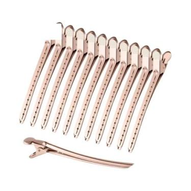 Imagem de 12 Peças De Grampos De Cabelo Bico De Pato Em Couro Crocodilo Antiferr