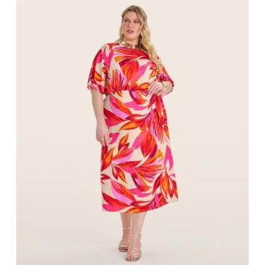 Imagem de Saia Midi Plus Size em Viscose Secret Glam Laranja, Plus G3, Laranja