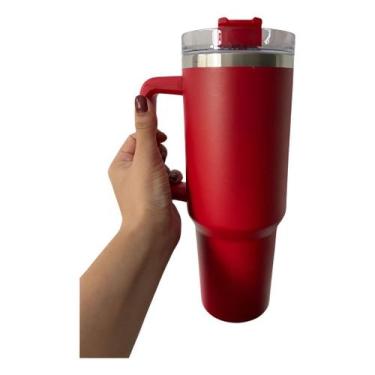Imagem de Copo Caneca Térmica Blogueira 1,2ml Inox Com Canudo De Alça - NoBrand,