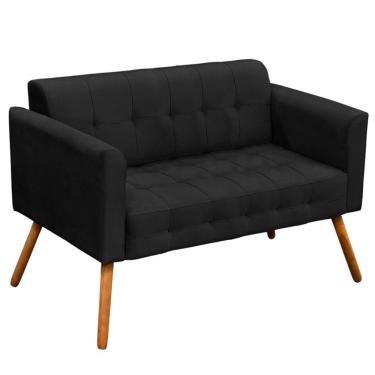 Imagem de Poltrona Namoradeira Decorativa Pés Palito Karen Suede Preto - Gran Belo