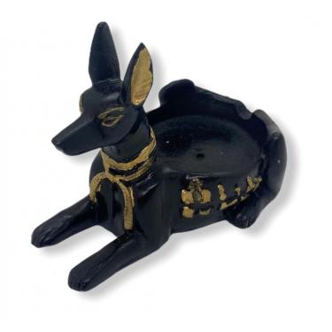 Imagem de Anubis Incensário e Porta Vela Preto Dourado em Resina 5 cm