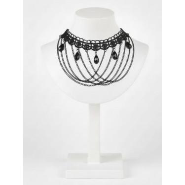 Imagem de Kit Meia Calça Arrastão + Gargantilha Chocker Obsidian Cor:Preto - Tra