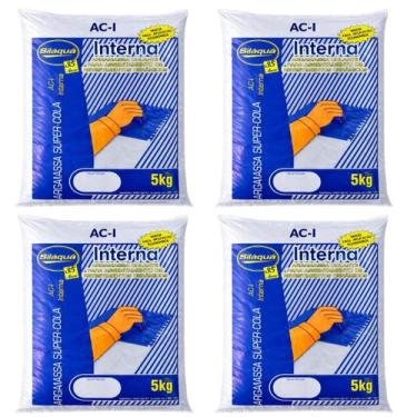 Imagem de Kit 4 Argamassa Ac1 Interna Super Cola Revestimento 5Kg - SILAQUA