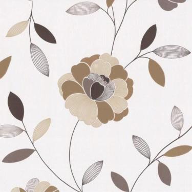 Imagem de Papel De Parede K&G Floral Bege Vinílico Lavável