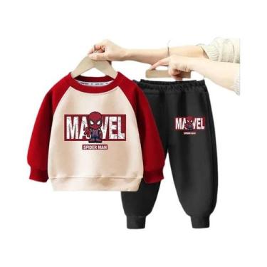 Imagem de Conjuntos De Moletom Infantil Marvel Para Meninos E Meninas, Pullover 