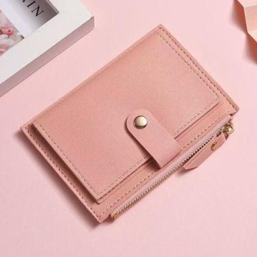 Imagem de Carteira feminina em couro PU, com design de múltiplos compartimentos,