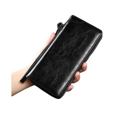 Imagem de Carteira Masculina Longa Com Zíper E Bloqueio RFID, Couro PU De Alta Q