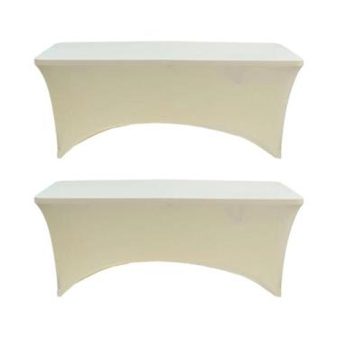 Imagem de Toalha De Mesa De Spandex Preta 4x6FT Ajustável Para Mesa Retangular D