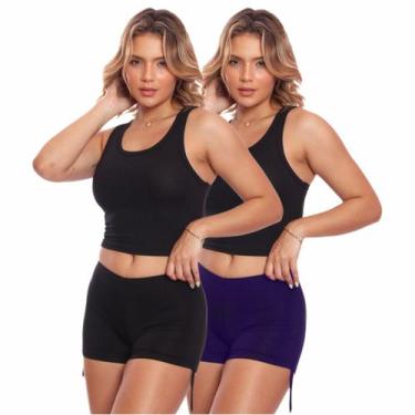 Imagem de Kit 2 Shorts Sunkini Regulagem Empina Bumbum Calcinha Bionda - Adriben